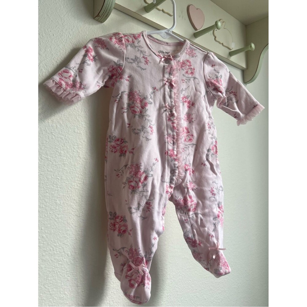 Little Me Pink Floral Footed One-Piece Pajamas